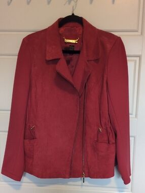 IMAN Suede Leather Zip-Front Jacket